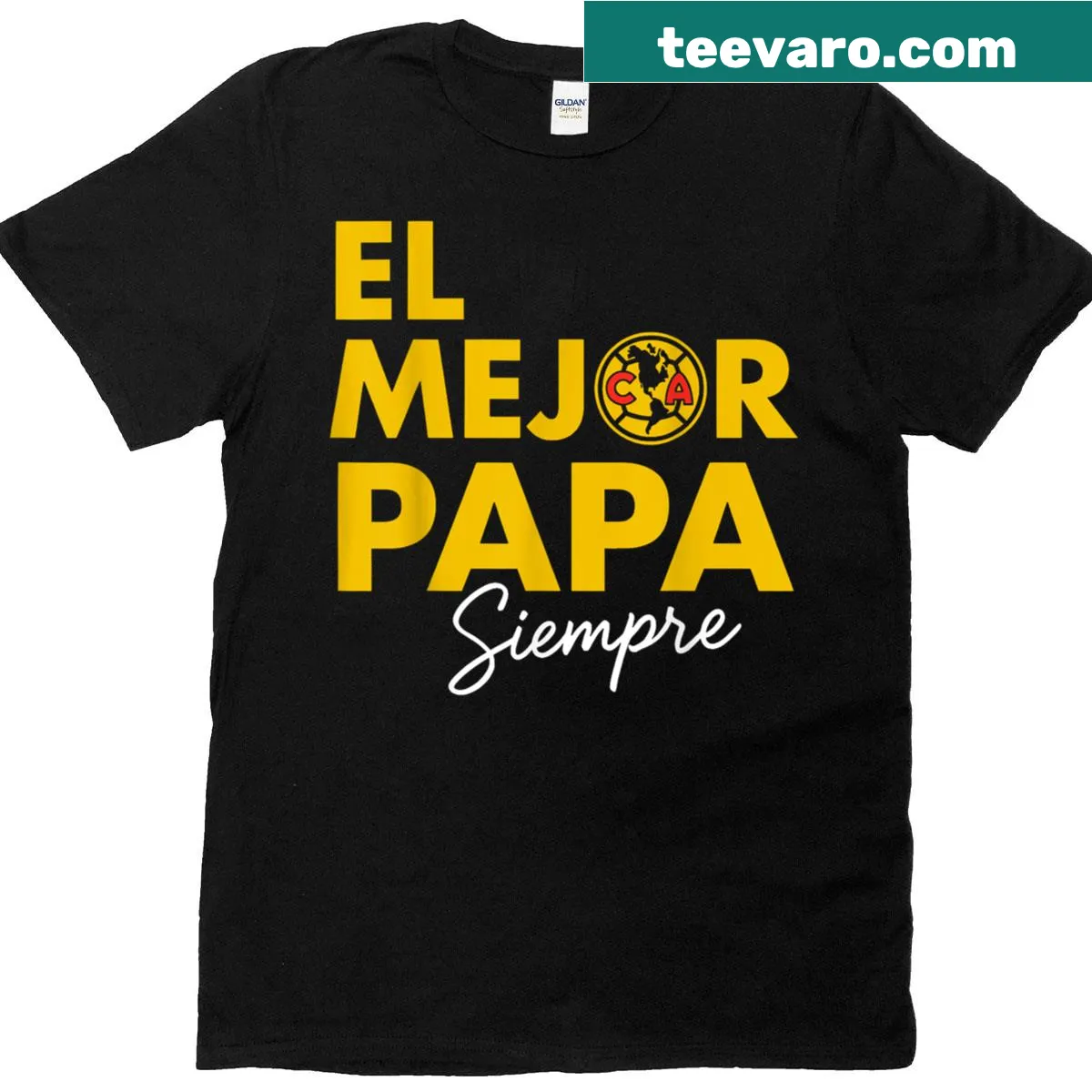 Typography T-shirt with El Mejor Pap Siempre graphic — on a men's t-shirt