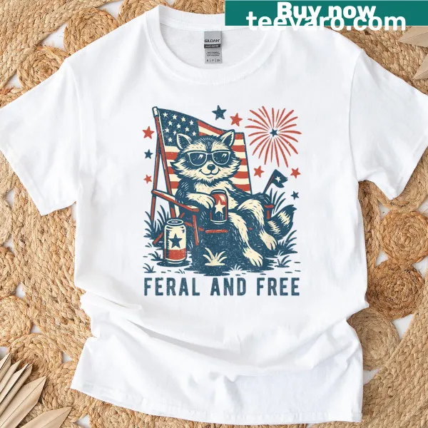 Patriotic raccoon t-shirt for 4th of July celebrations