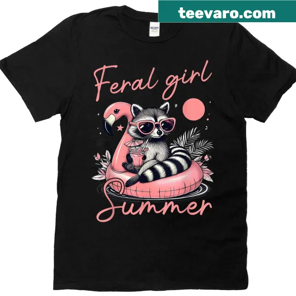 Cartoon raccoon T-shirt for women with summer vibes