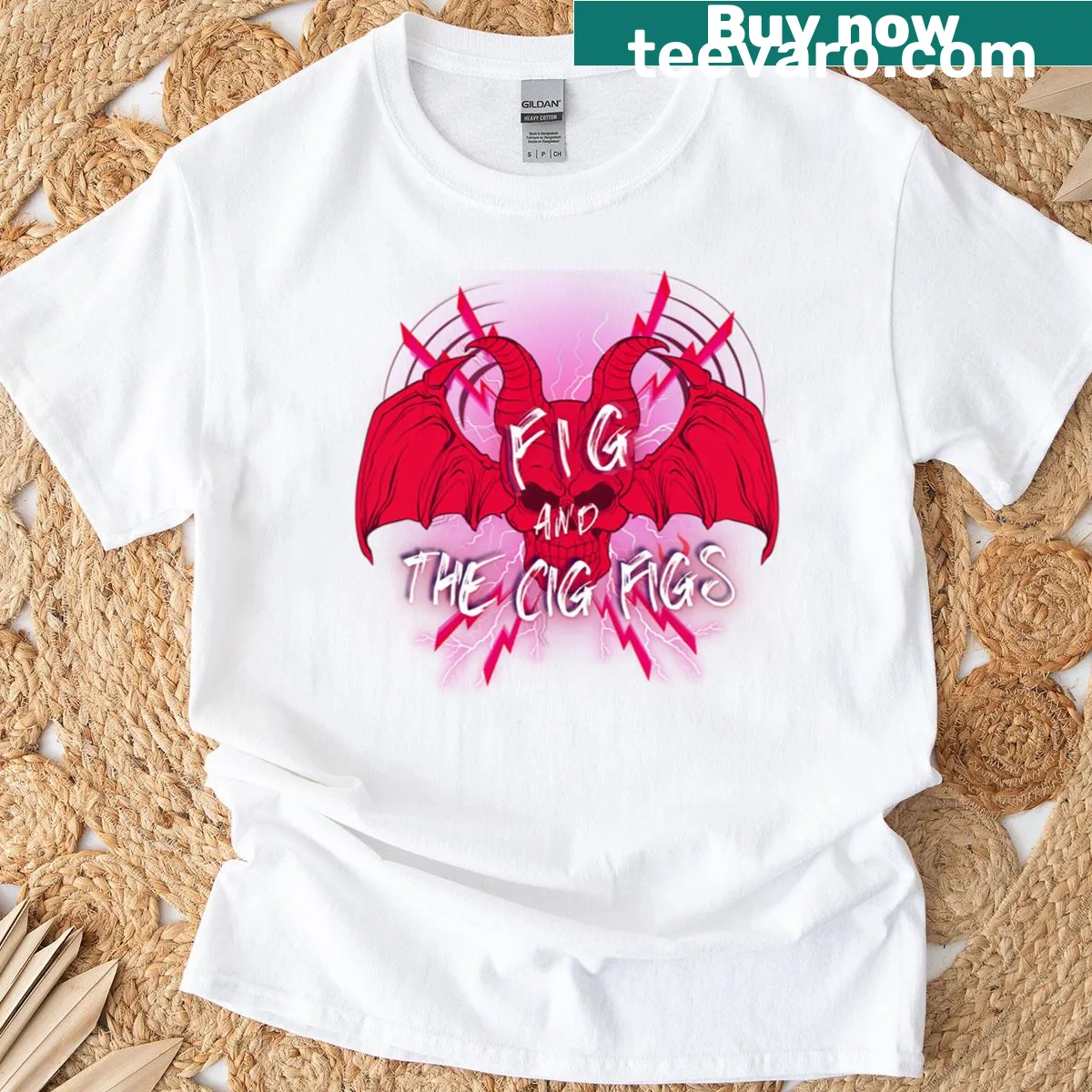 Illustration of a whimsical band logo on a humorous t-shirt — on a men's t-shirt