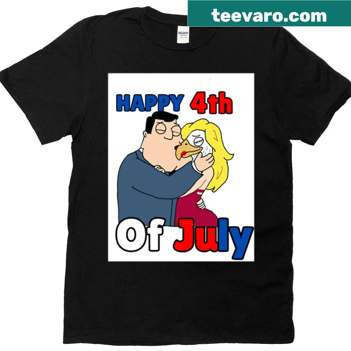 Cartoon eagle graphic for Fourth of July t-shirt — on a men's t-shirt