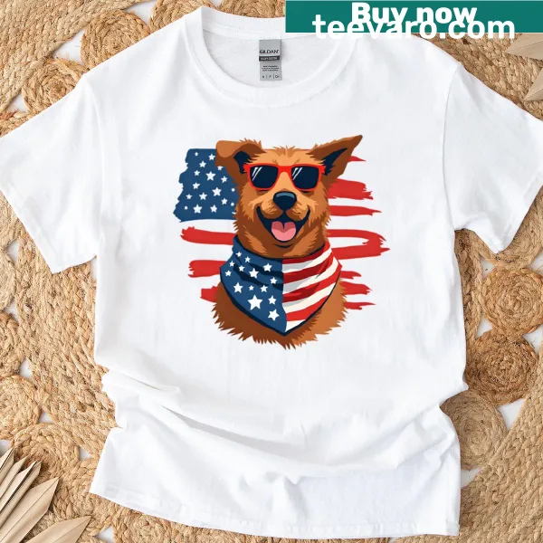 T-shirt with a graphic of a happy dog symbolizing freedom