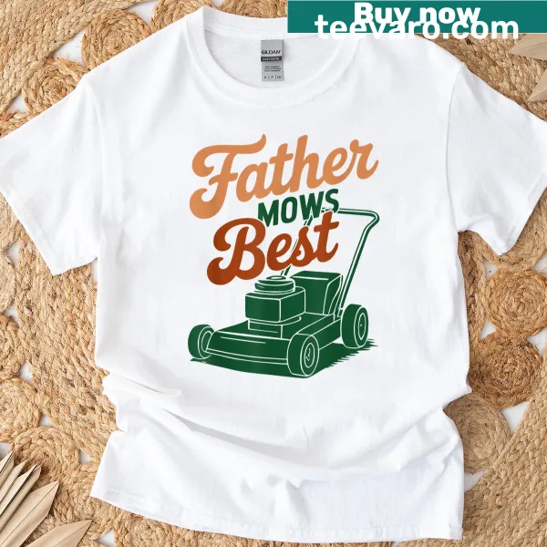 Funny T-shirt with lawn mower graphic for dads