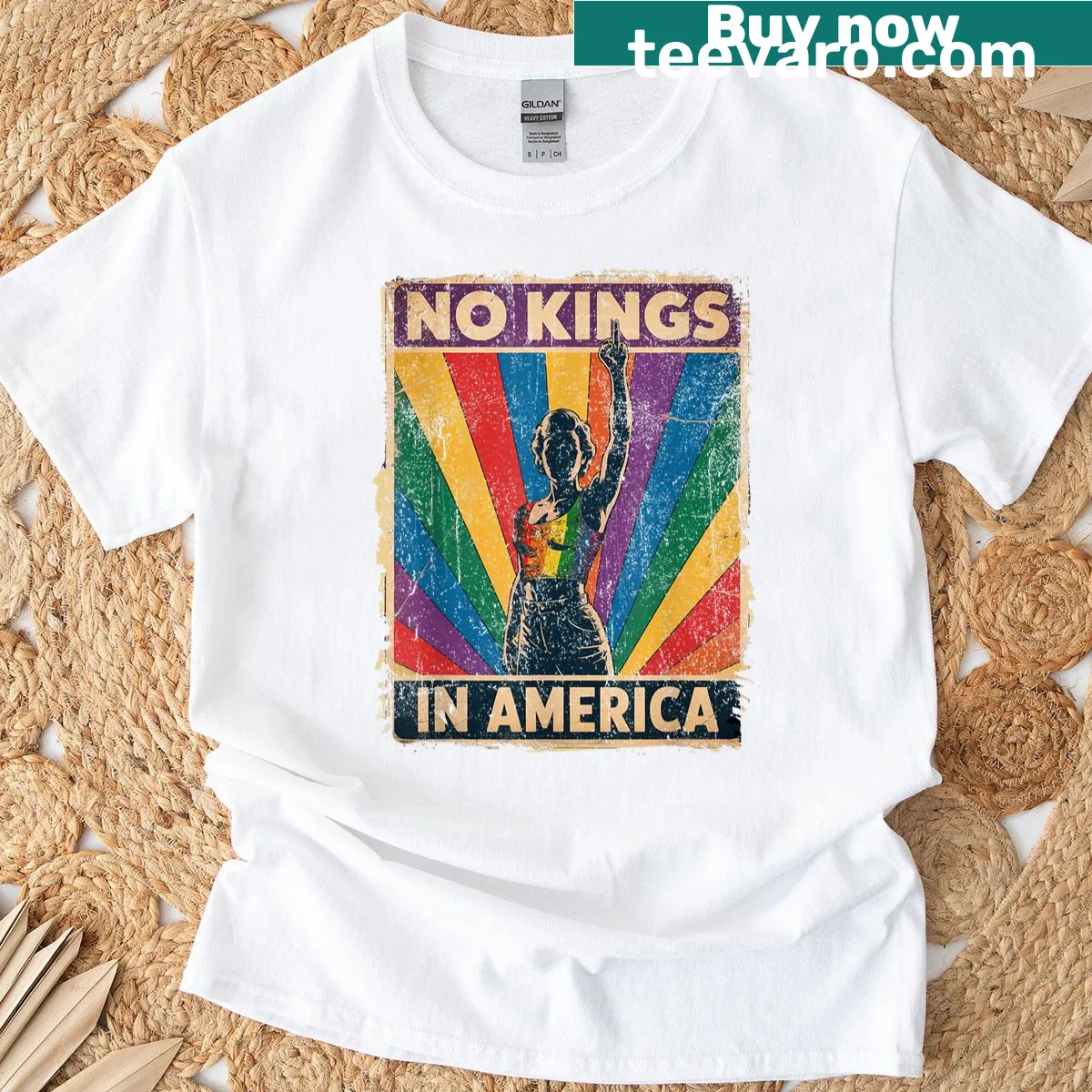 Retro T-shirt with bold slogan promoting equality and humor — on a men's t-shirt
