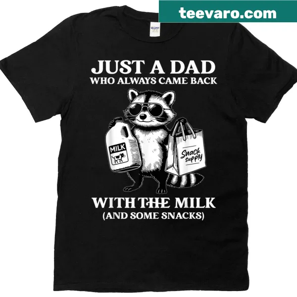 Funny raccoon dad t-shirt with humorous milk-themed text