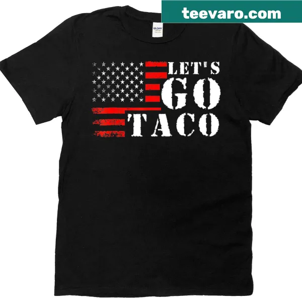 Funny taco graphic with text 'Lets Go Taco' in cartoon style