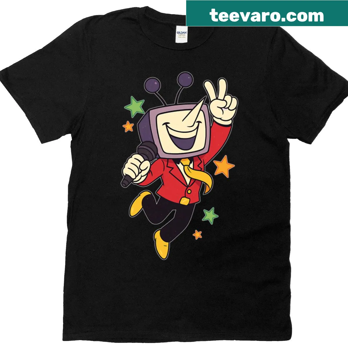 Funny Deltarune T-shirt featuring Tenna text — on a men's t-shirt