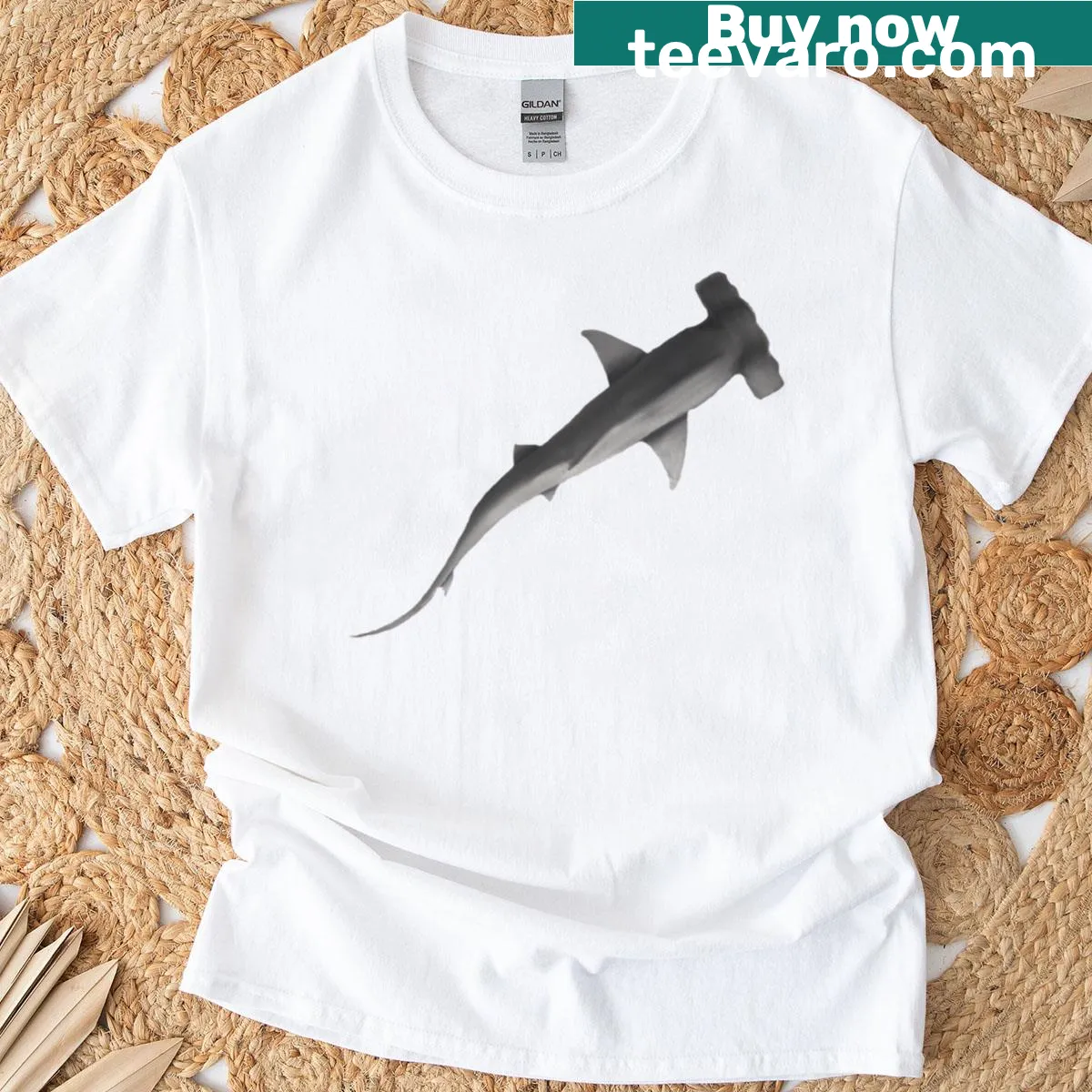 Hammerhead T-shirt featuring an illustration of a hammerhead shark — on a men's t-shirt