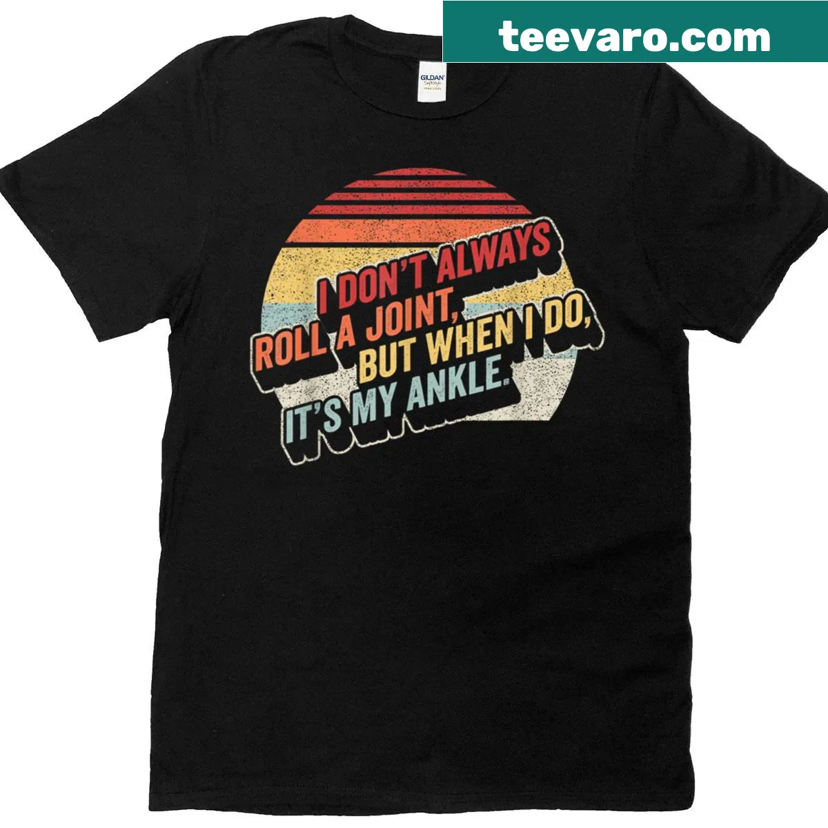Funny retro t-shirt with ankle joint joke — on a men's t-shirt