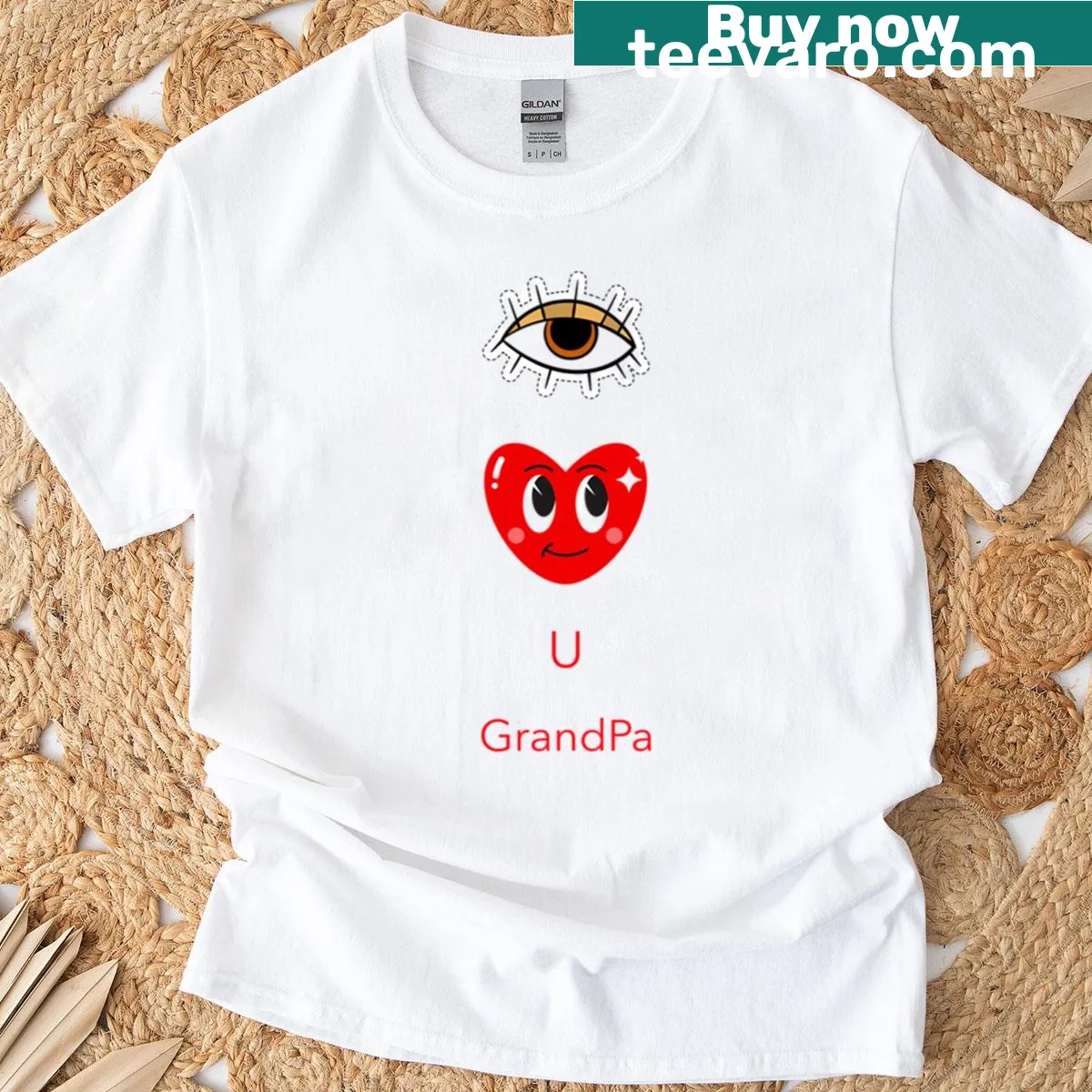 T-shirt with a heartfelt message saying 'I Love U Grandfather' — on a men's t-shirt