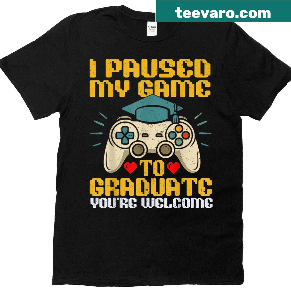 Funny graduation t-shirt with a gaming phrase — on a men's t-shirt