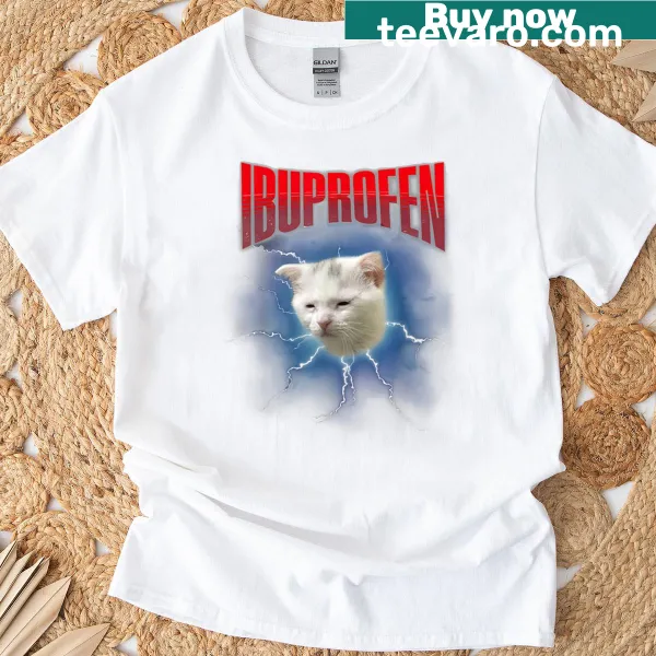 Cartoon cat graphic with the phrase 'Ibuprofen Cat'