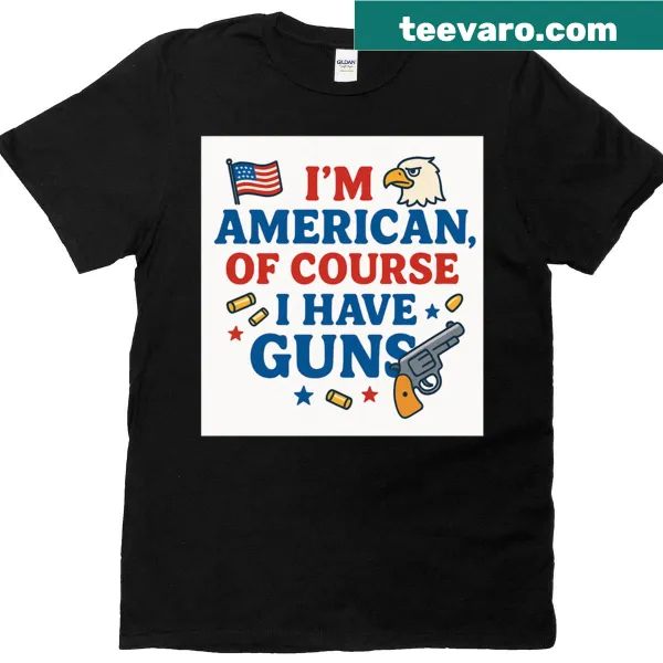 Patriotic T-shirt with a funny gun-themed illustration