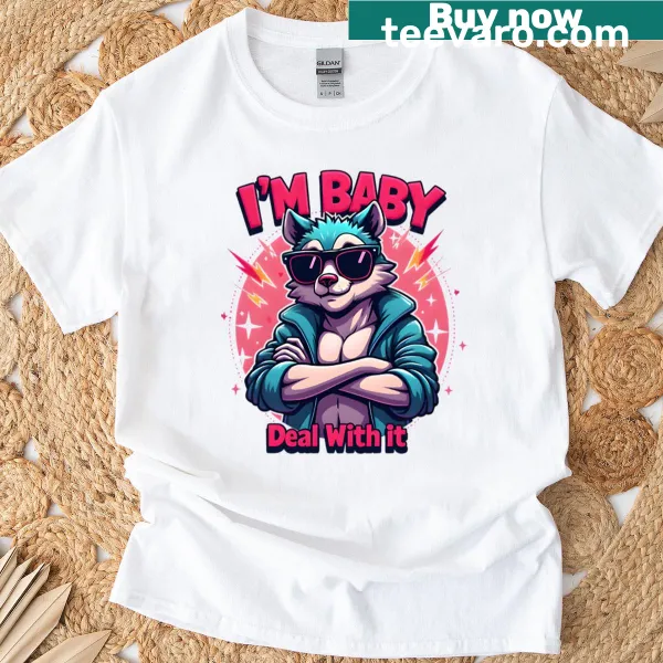 Oversized shirt with the phrase 'Im Baby' and playful design