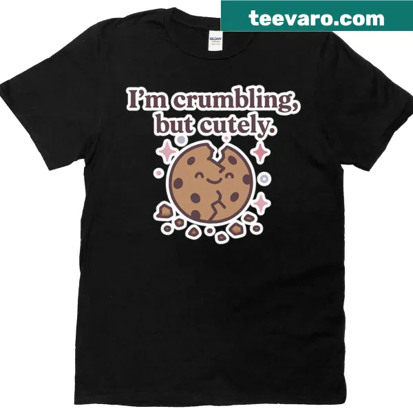 Cute T-shirt with crumbling design and playful text