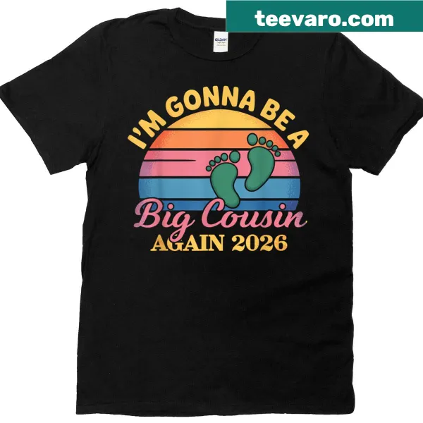 Vintage-style t-shirt for big cousins with 2026 announcement