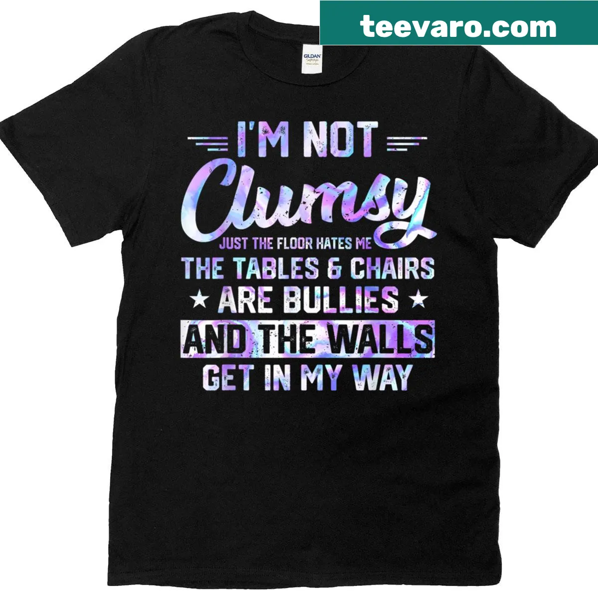 Sarcastic T-shirt with a funny saying about being clumsy. — on a men's t-shirt