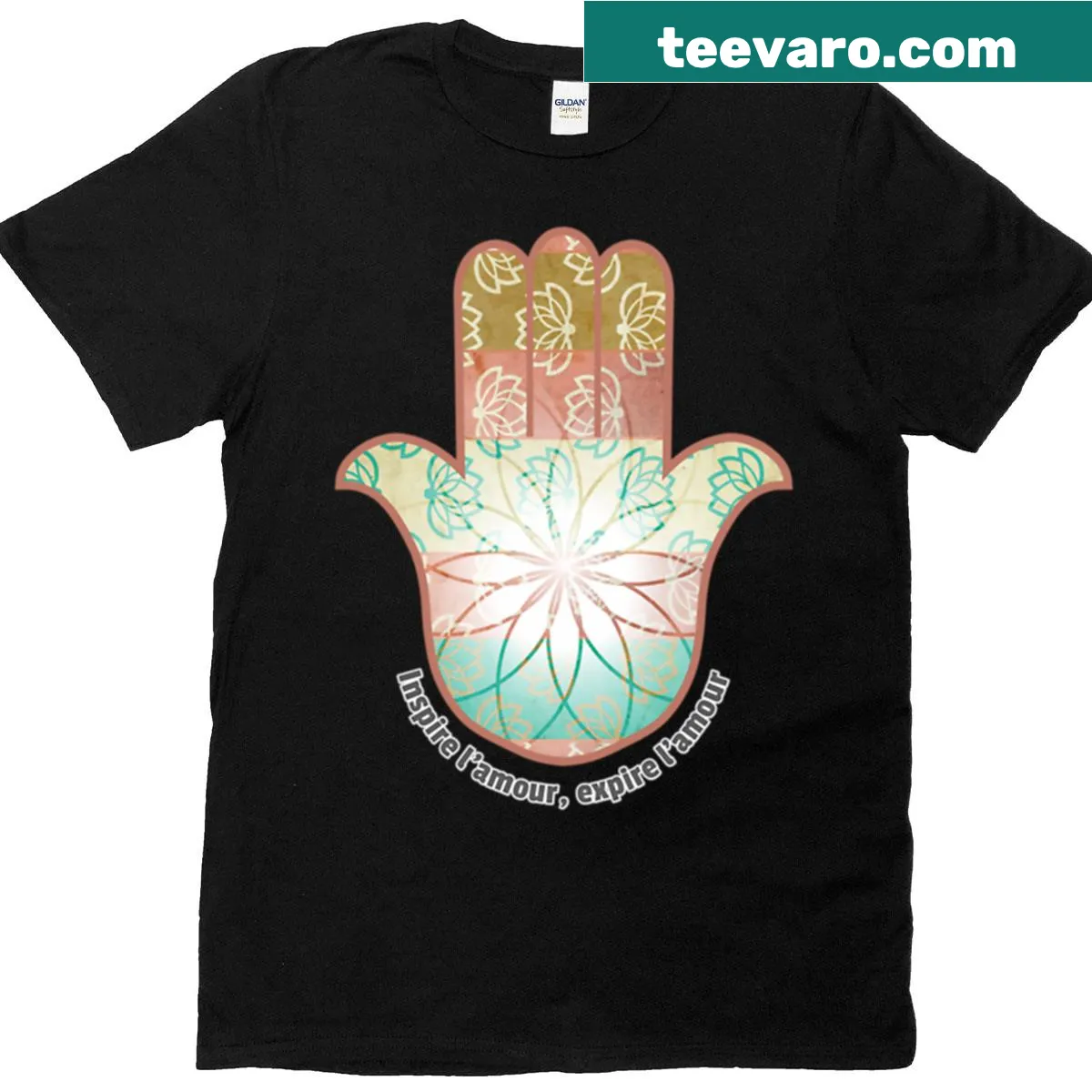 T-shirt displaying the mantra 'Inspire Lamour Expire Lamour' — on a men's t-shirt