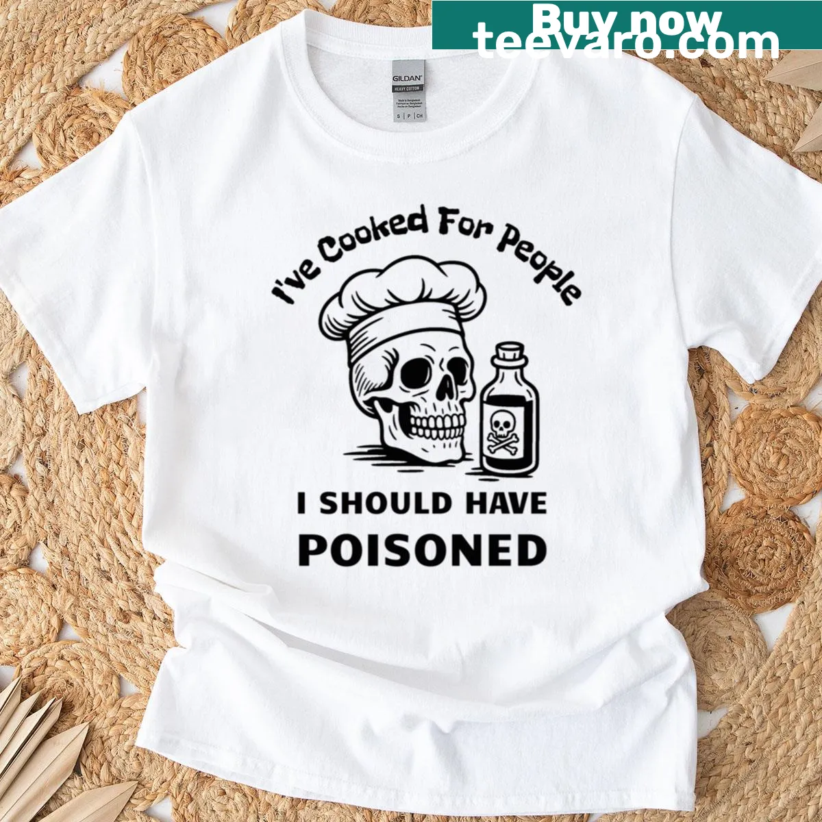 Edgy t-shirt with a darkly humorous cooking quote — on a men's t-shirt