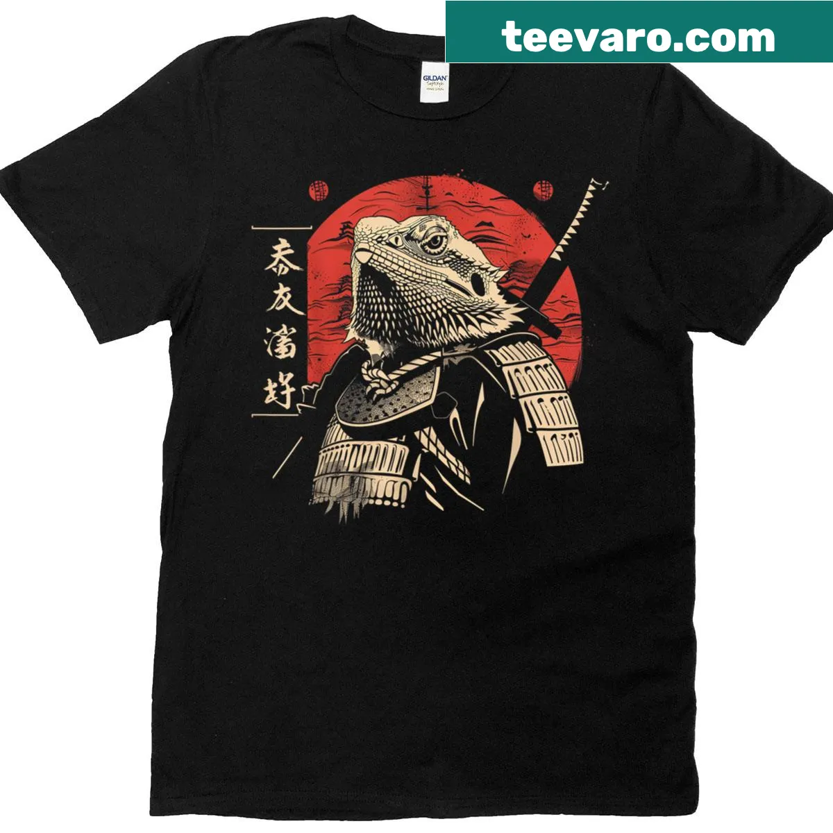 Funny T-shirt for reptile lovers with a Japanese theme — on a men's t-shirt