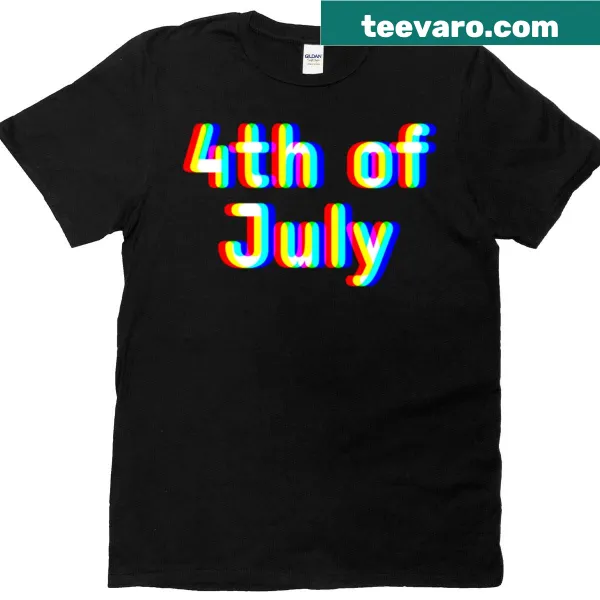 Funny Gen Z T-shirt with glitchy 4th of July design