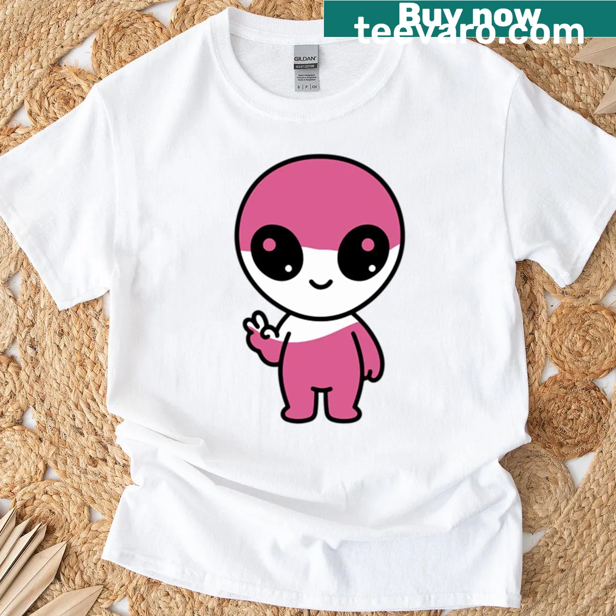 Cute alien LGBTQ pride T-shirt with kawaii design — on a men's t-shirt