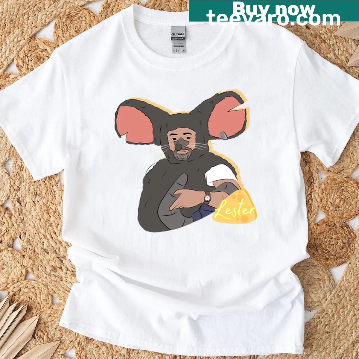 Humorous t-shirt that says 'Lester Lab Rat' for students — on a men's t-shirt