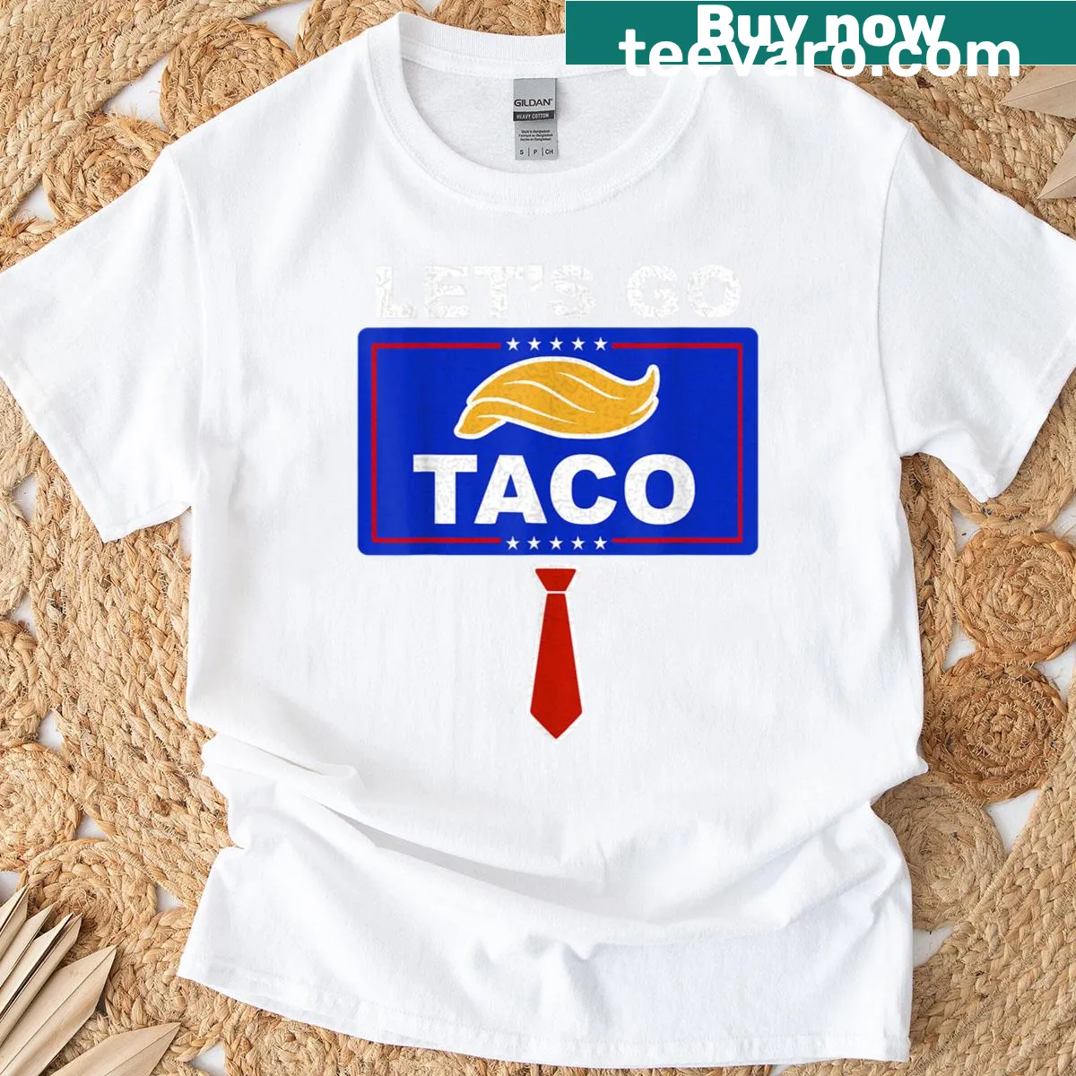 Vintage distressed taco graphic with funny text — on a men's t-shirt