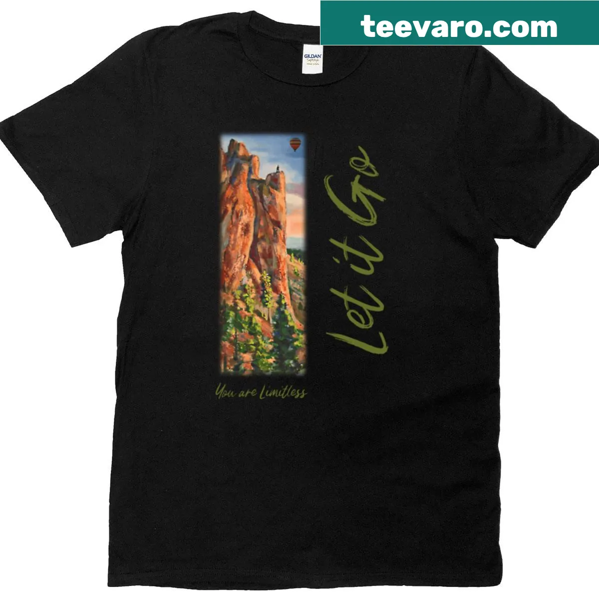 Illustrated t-shirt featuring a limitless horizon design — on a men's t-shirt