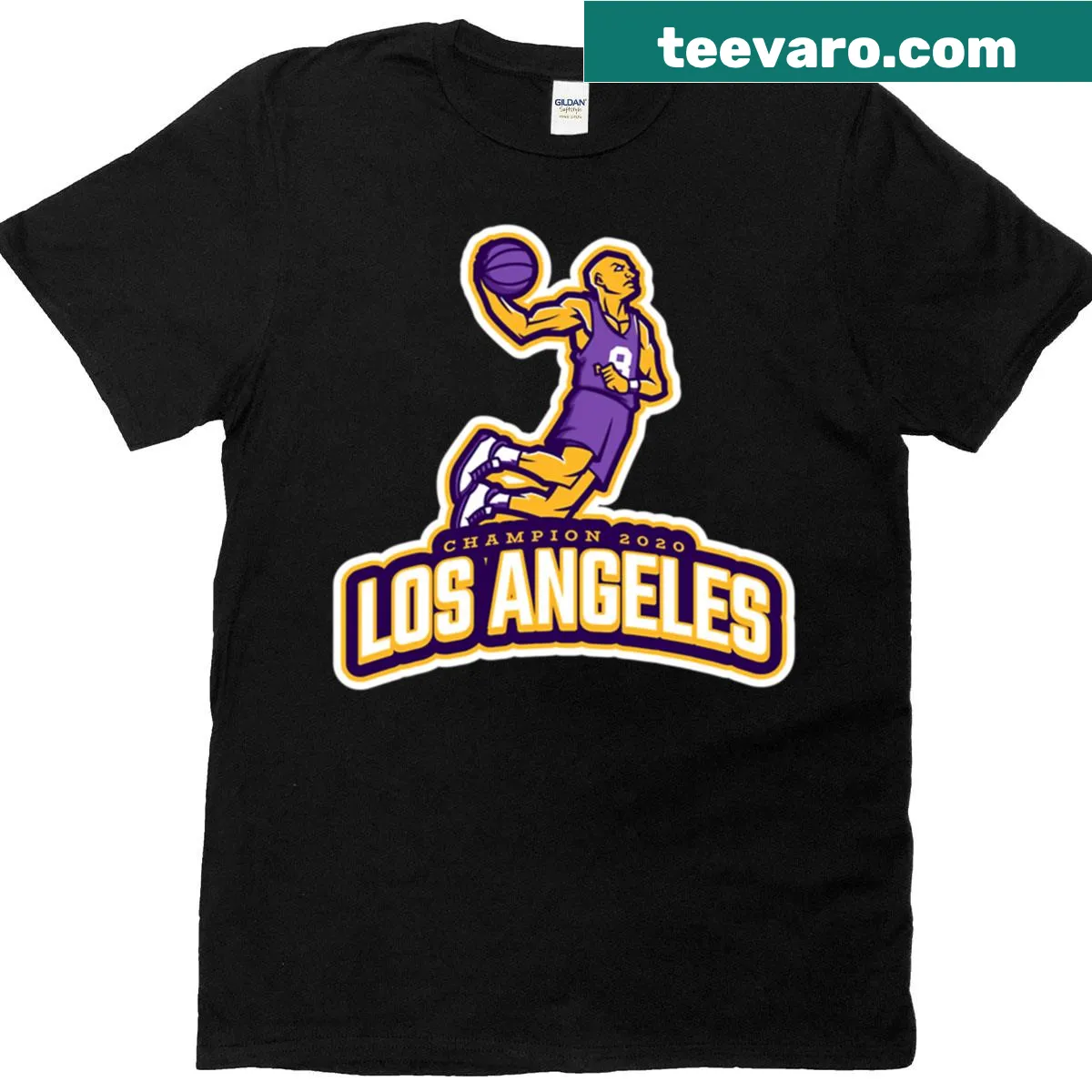 Commemorative T-shirt for Los Angeles Basketball Champion 2020 — on a men's t-shirt