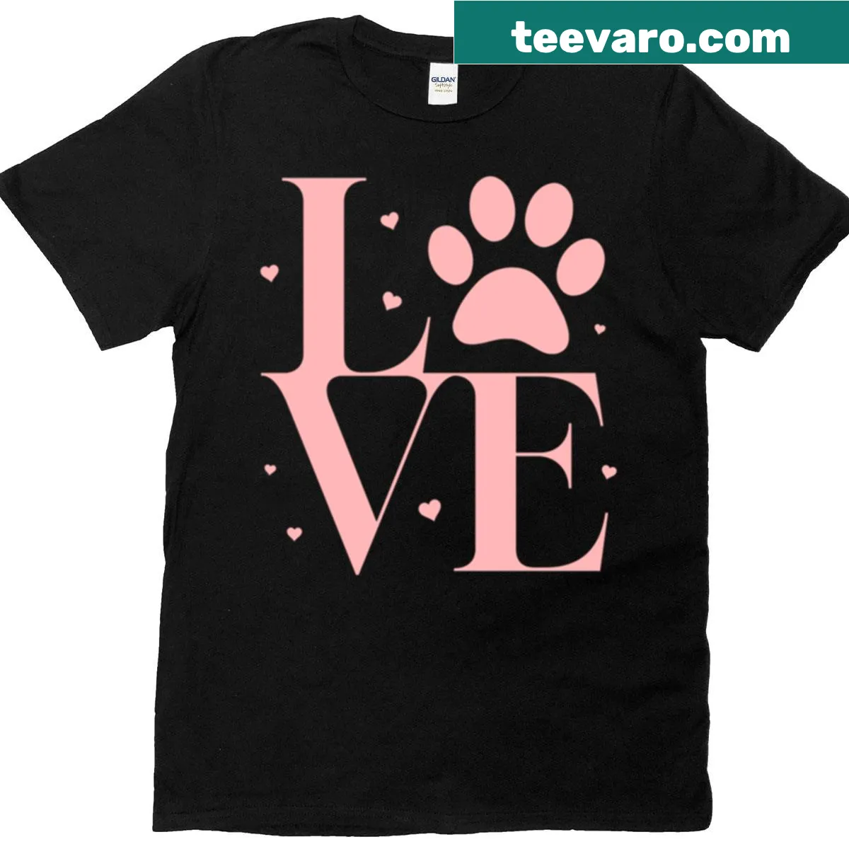 Cute T-shirt with dog paw print and heart graphic — on a men's t-shirt