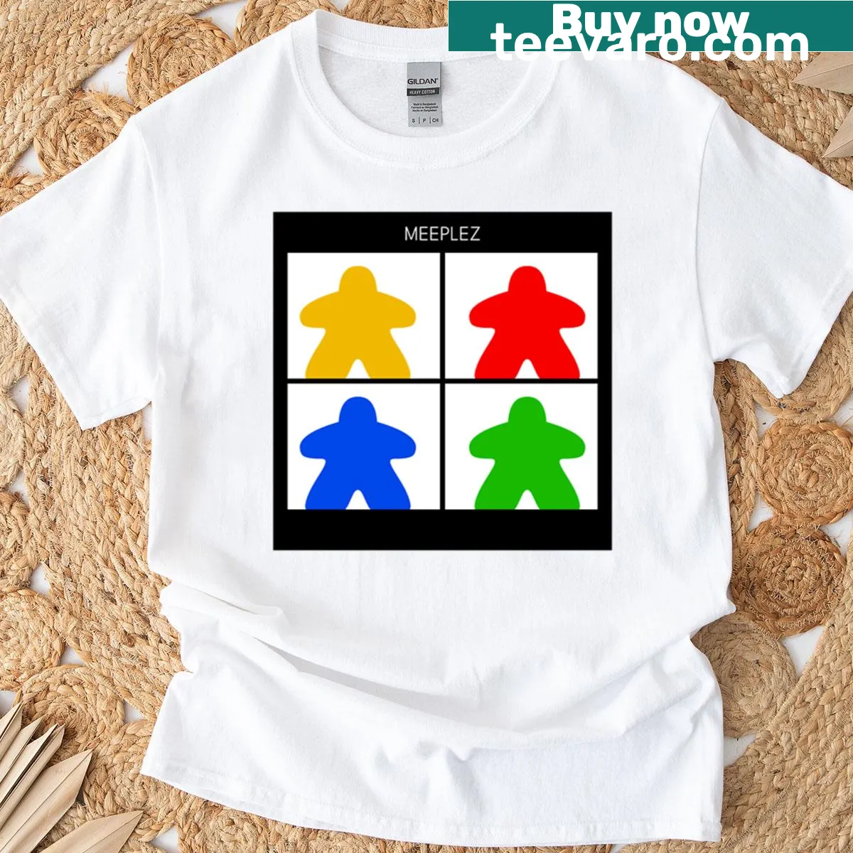 Meeplez album cover graphic on a T-shirt — on a men's t-shirt