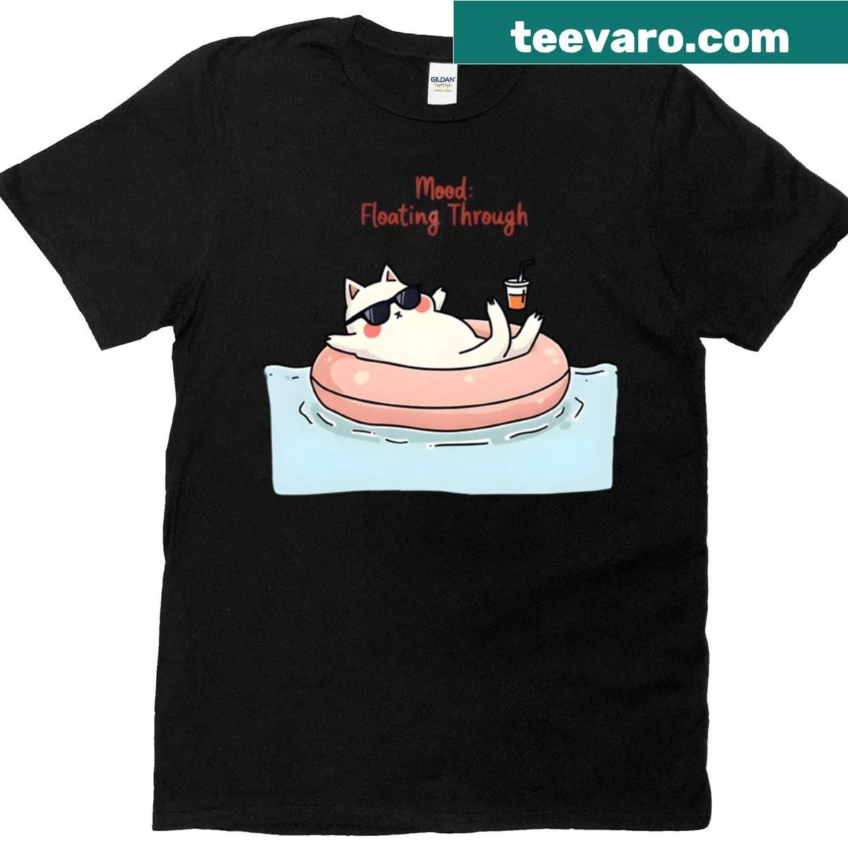 Chill cartoon meme t-shirt depicting a character floating through life. — on a men's t-shirt