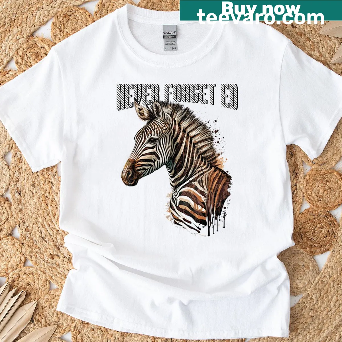 Illustration of Ed the Zebra on a t-shirt — on a men's t-shirt