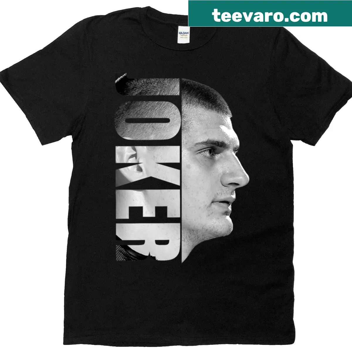 Minimalist T-shirt inspired by Nikola Jokic with black and white design — on a men's t-shirt