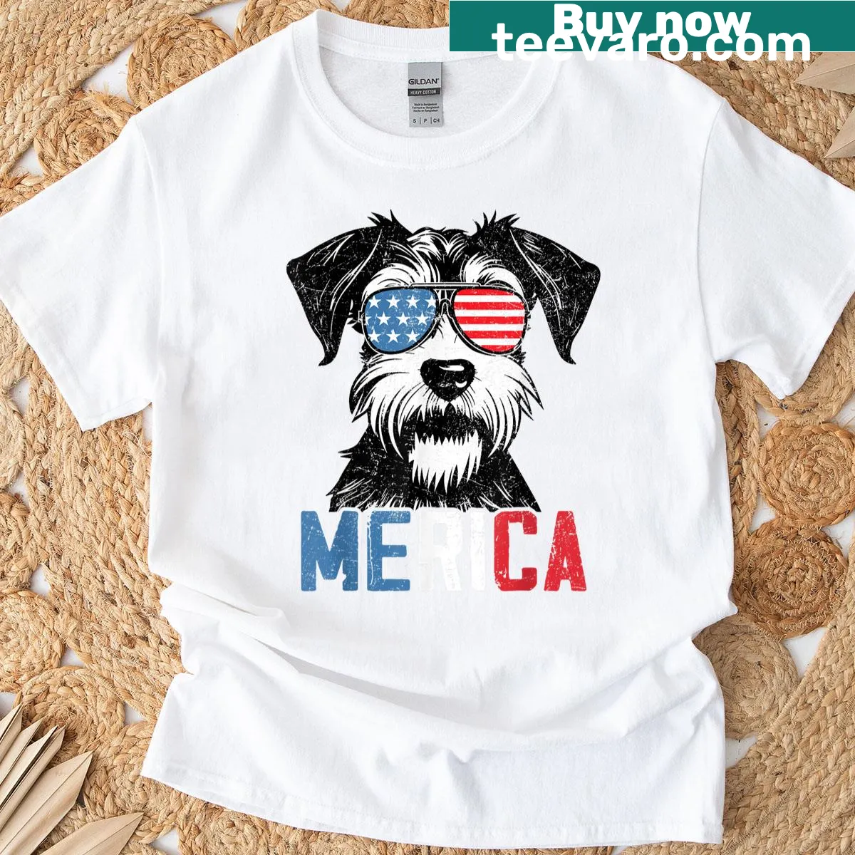 Funny patriotic Schnauzer t-shirt for Fourth of July. — on a men's t-shirt