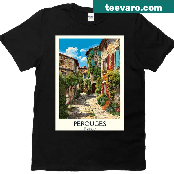 Vintage-style t-shirt featuring Prouges France travel art