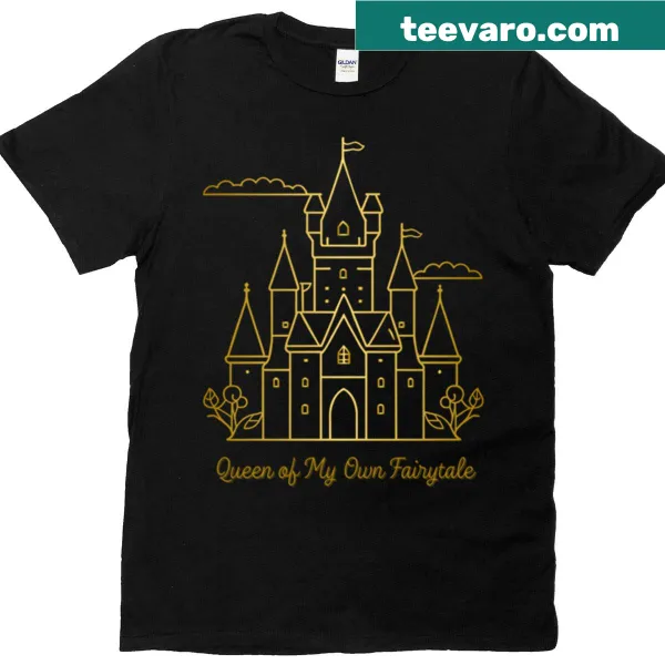 Minimalist T-shirt featuring a gold castle design