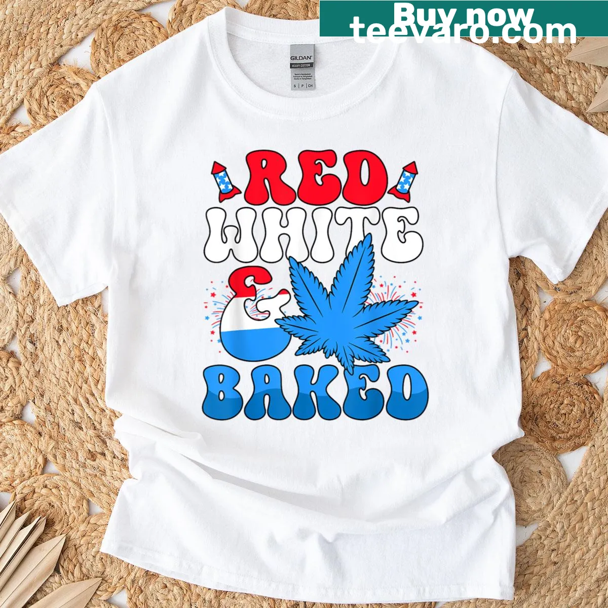 Funny Red White And Baked 4th Of July men t-shirt — on a men's t-shirt
