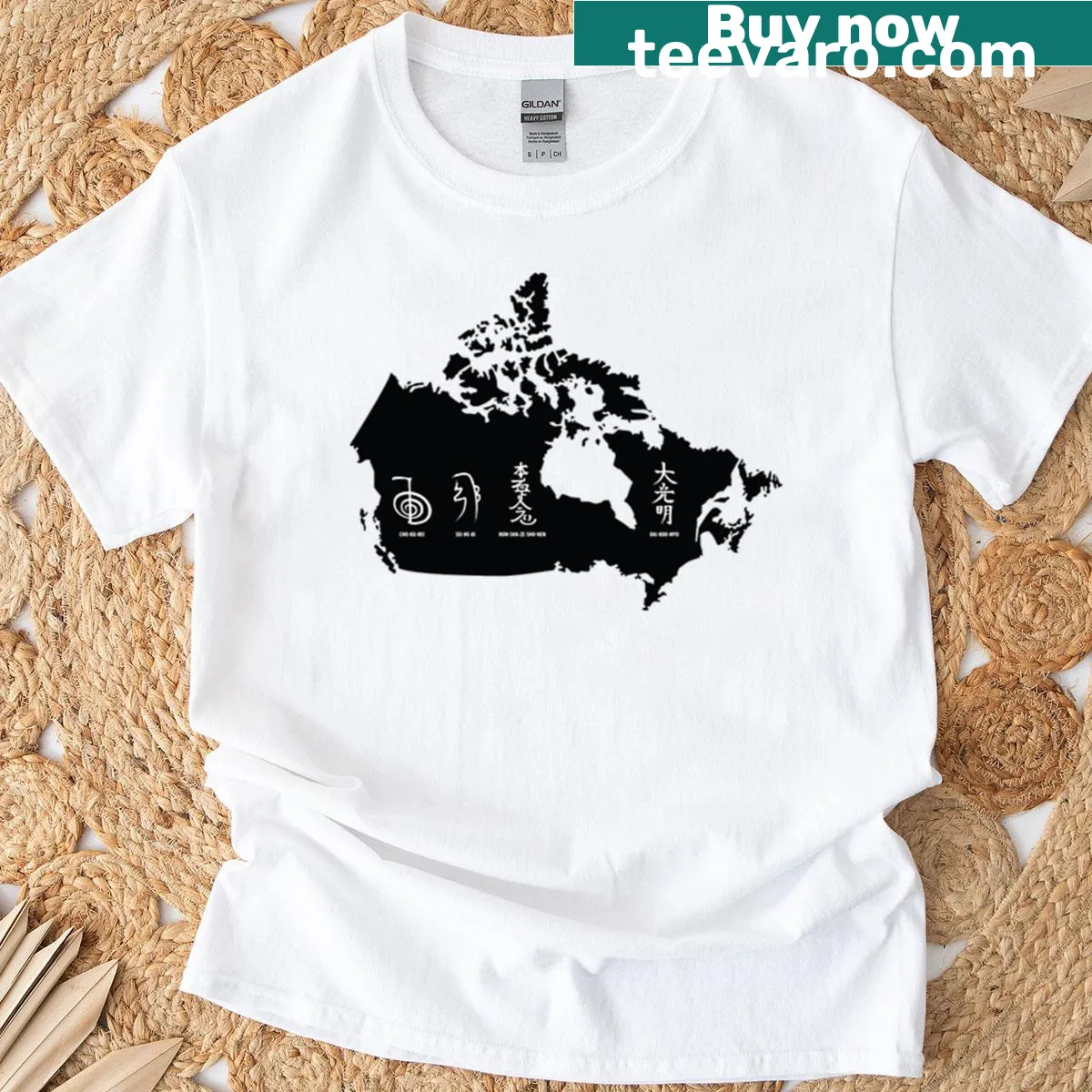 Illustrated Reiki Map graphic on Canada T-shirt — on a men's t-shirt