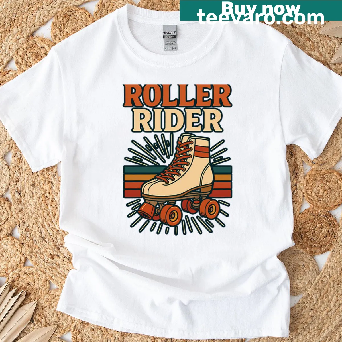 Retro roller skating t-shirt featuring vintage skates and typography — on a men's t-shirt