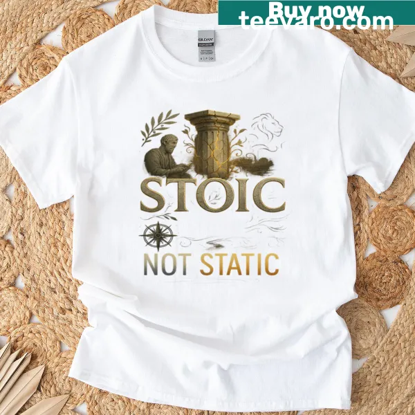 Inspirational typography T-shirt with 'Rooted Like Stone, Evolving Like Fire'