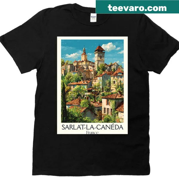 Vintage travel poster of Sarlat-la-Canéda France on a t-shirt