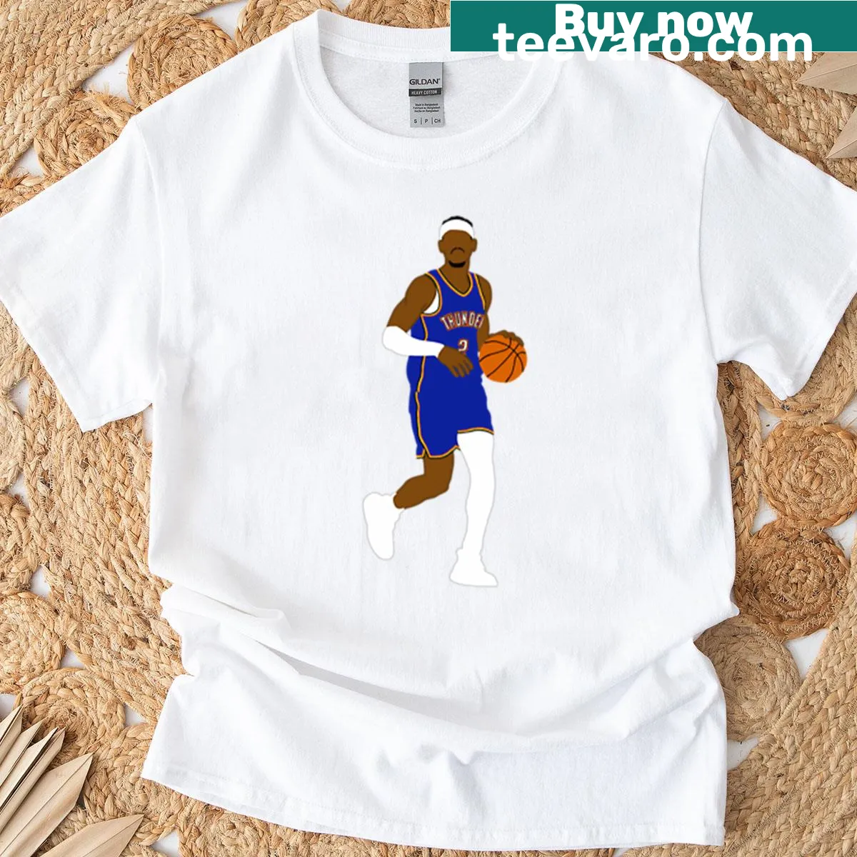 Minimalist t-shirt featuring Shai Gilgeous-Alexander's name and number — on a men's t-shirt