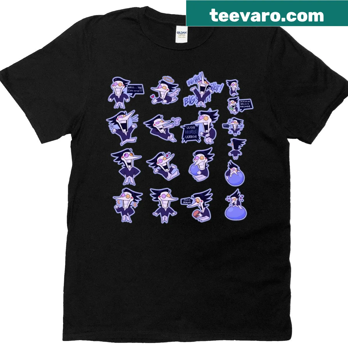 Graphic of Spamton character on gaming-themed t-shirt — on a men's t-shirt
