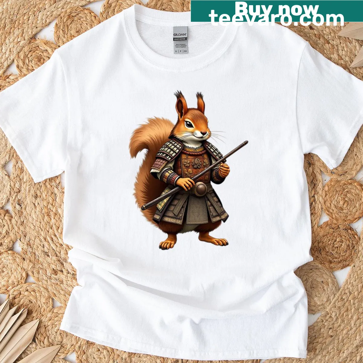 Samurai squirrel graphic on a unique t-shirt. — on a men's t-shirt