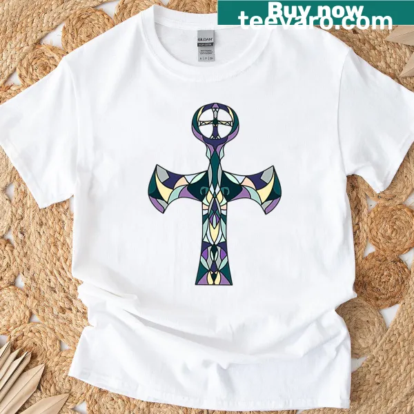 Celtic cross stained glass illustration T-shirt