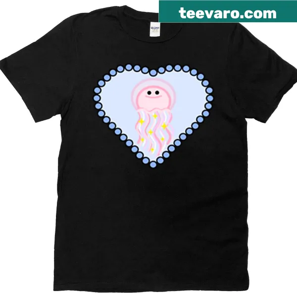 Graphic of jellyfish design on marine-themed t-shirt