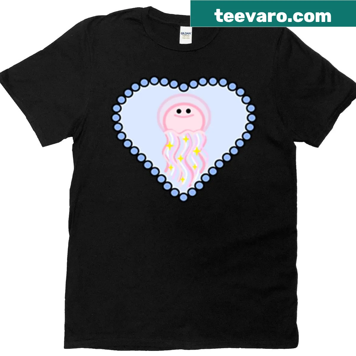 Graphic of jellyfish design on marine-themed t-shirt — on a men's t-shirt