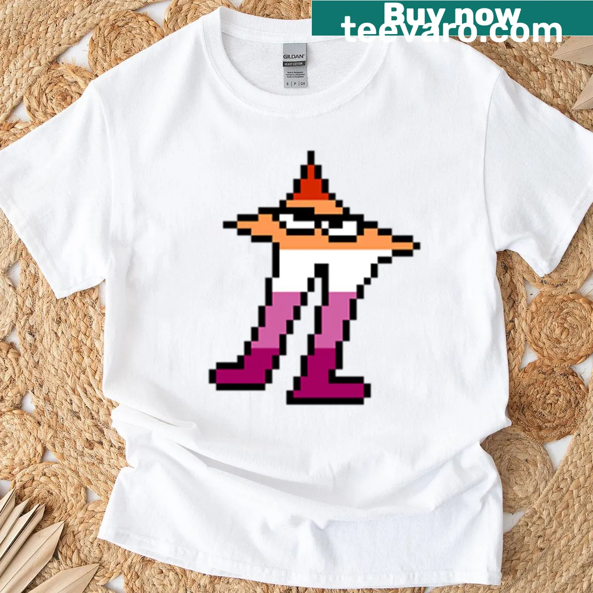 Oversized T-shirt with Deltarune design and pride flag — on a men's t-shirt